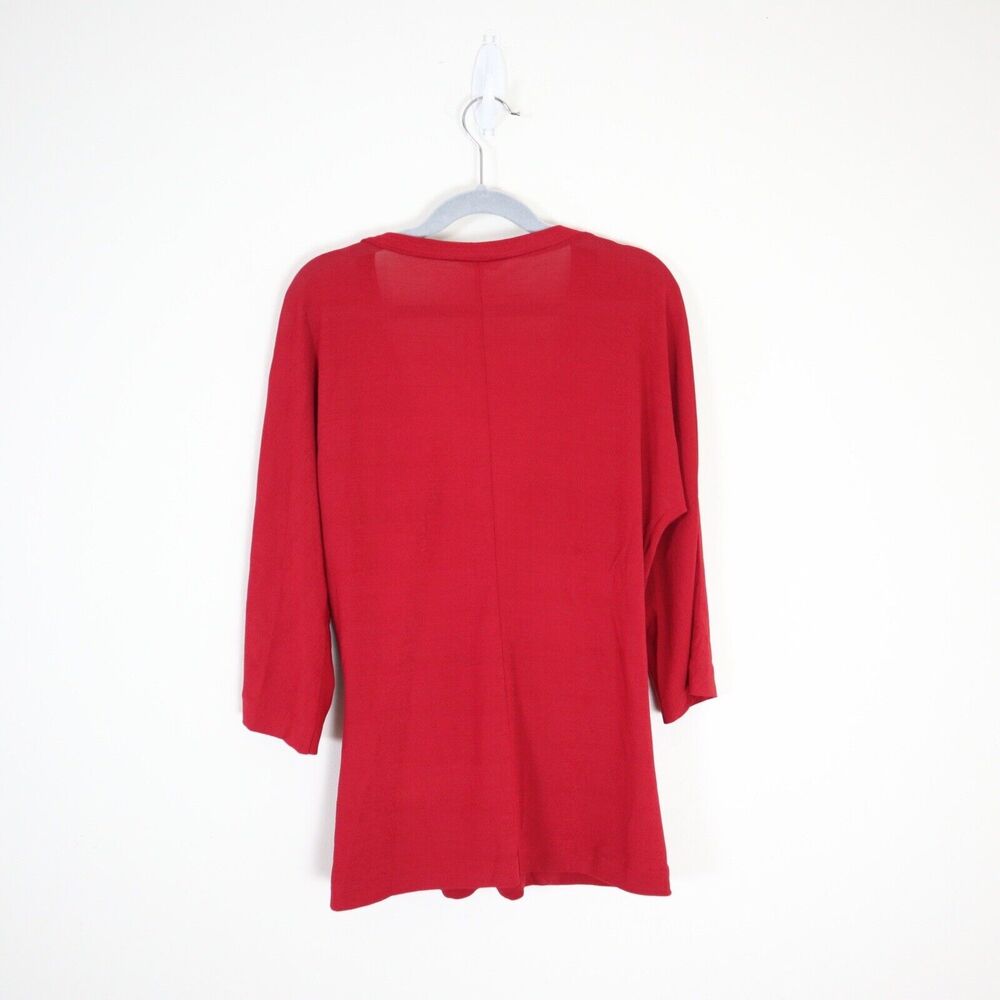 MaxMara Size S Red Wrap Front Blouse 3/4 Sleeve Viscose Jersey - Picture 8 of 10